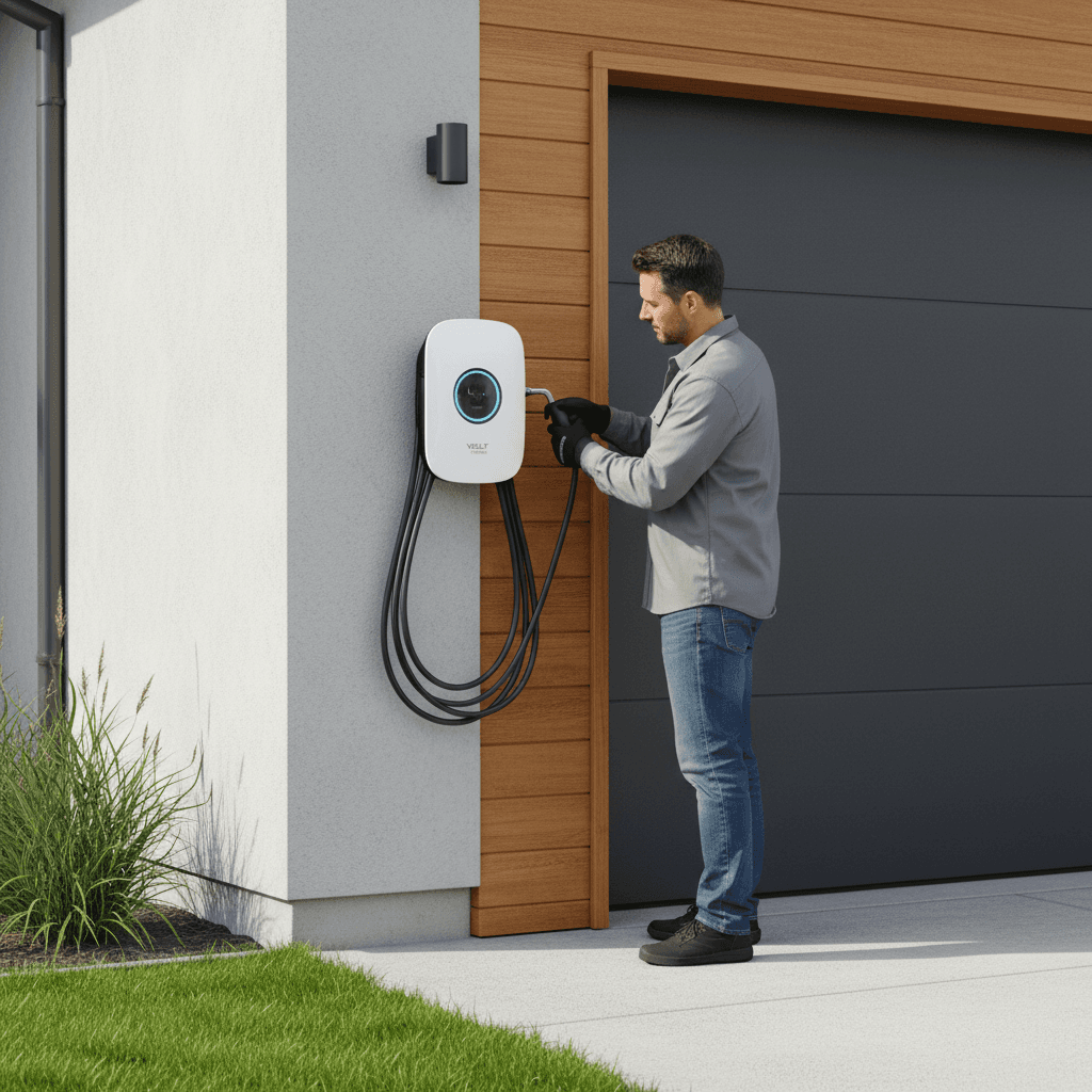 EV charger installation on residential garage